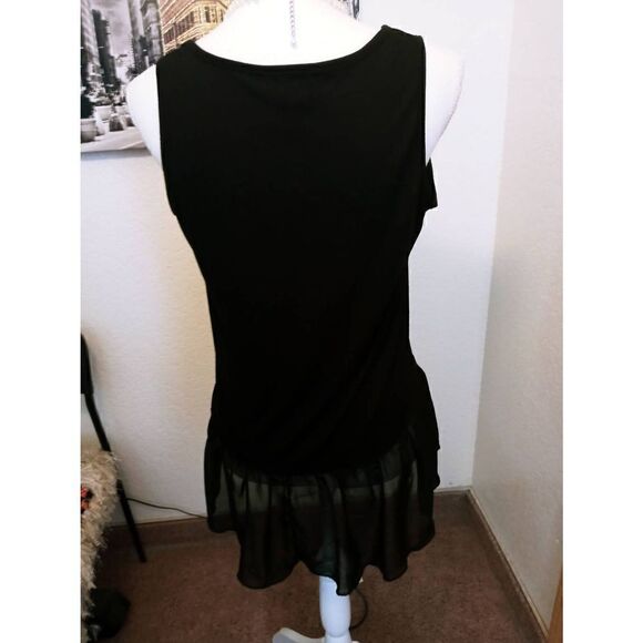 Shannon Ford New York Designer Floral Studded Tank Top w/ruffle clear bottom M - Picture 3 of 5